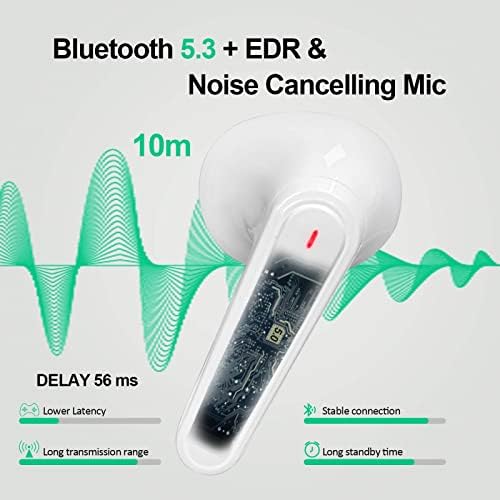 Слушалки Conchpeople Pro 70 True Wireless Безжични слушалки Bluetooth 5.3 с микрофон, водоустойчивост IPX7, калъф за зареждане led индикатор за захранване, слушалки ANC, съвместими с iPhone и And