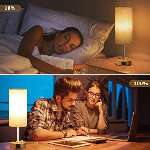 Нощна лампа с конектор на USB порт -Настолна лампа с регулируема яркост от дърво за прикроватной нощни шкафчета в спалнята, Малки Нощни лампи