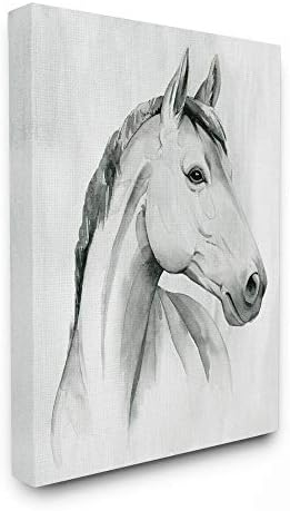 Сиво фигура с портрет на коня Stupell Industries, Разработен от Грейс Попп, Стенно изкуство, 16 x 1,5 x 20, Платно
