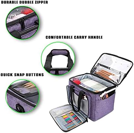 Чанта за проекти за плетиво, Чанти за плетиво на една кука и Всички - Органайзер - Голяма чанта за съхранение на прежди - Раница