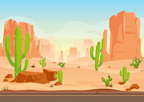 BELECO 10x8ft Плат Карикатура Пустинен Кактус Фон Пустынная Пътят на Дивия Запад Пясъчни Дюни Фон За Снимки Западен Каубой Овчарка Детски