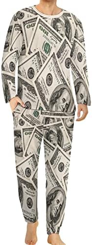 WEEDKEYCAT Money Американски Стодоларови Банкноти и Мъжки Топ с дълъг ръкав и Панталони Пижамный Комплект Мека Облекло от 2 теми