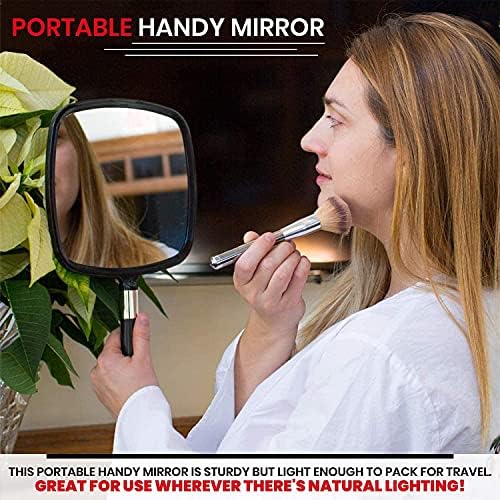 Набор от увеличительных огледала MIRRORVANA за пътуване с 3 нещастници (20X /10X, ширина 6 см и 4 инча) и Голям ръчно огледало с удобна дръжка (1X, 9 x 13) в комплект