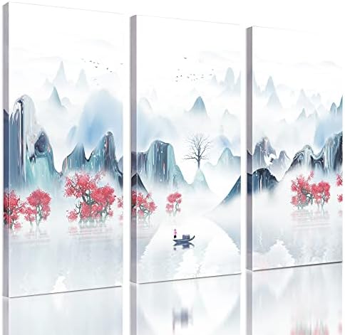 GAYAMENT Голямо Стенно Платно, 3 предмет на Традиционната китайска живопис размер 16x32 инча, Абстрактен Стенен декор под формата