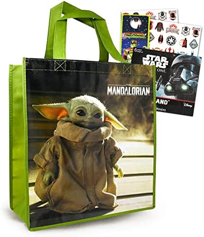 Чанти-тоут Baby Йода Value Пакет - 3 бр., Множество Голяма чанта-тоут Star Wars Mandalorian за продукти със стикери Star Wars и много Други
