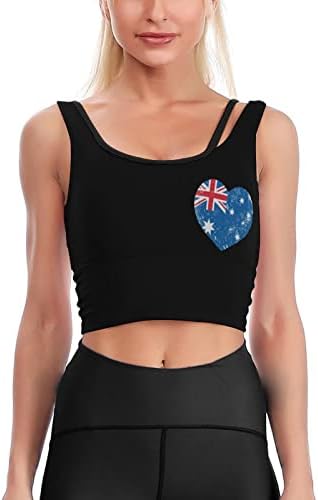 Австралия Ретро Сърцето Флаг Женски Съкратен Блузи Без Ръкави Racerback Безпроблемна Майк за Практикуване на Йога Спортна Тренировка