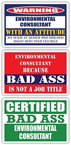 (x3) Сертифициран Консултант по опазване на околната среда с нагласа Етикети | Забавна Професия Идея за подарък за кариера | Винил 3М