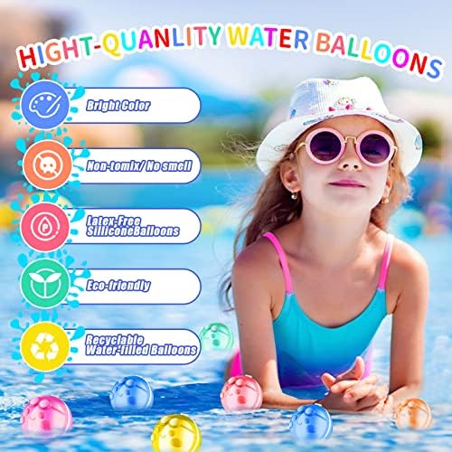 16 бр. за Многократна употреба Водни топки, Быстрозаправляемый Водна топка за деца и възрастни, Самоуплотняющиеся Магнитни Водни Топки,