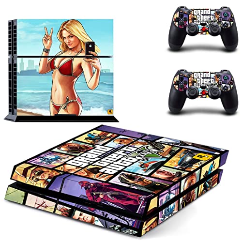 Играта Grand GTA Кражба и Стикер на кожата BAuto PS4 или PS5 за конзолата PlayStation 4 или 5 и 2 Контролери Vinyl Стикер V4975