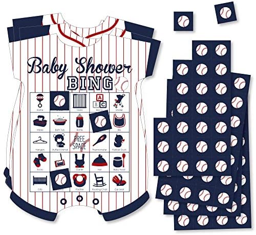 Отбивающее Голяма точка на щастието - Бейзбол - Карта за бинго с картинки и Маркери - Игра на бинго във формата на бебе душ