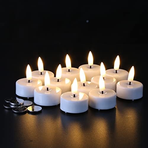 Girimax Бели Беспламенные Чаени свещи с Таймер, Блестящо Пластмасови led Обетные Свещи, Комплект от 12 Батерии В комплекта