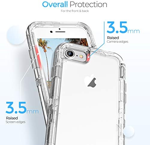 Калъф ORIbox е Съвместим с калъф за iPhone SE 2022/2020, Съвместим с калъф за iPhone 7, Съвместим с калъф за iPhone 8, Сверхпрочный устойчив на удари прозрачен калъф за защита от падане
