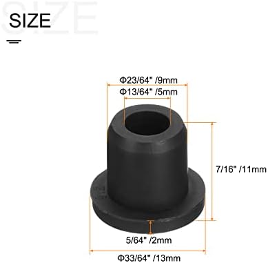 Закопчаване с гумени облицовки MECCANIXITY Диаметър 23/64 (9 мм) кръгла Т-образен тип за организация и защита на кабела в опаковка от 10 броя.