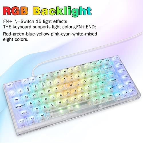 Ръчна Детска клавиатура CHICHEN, Компактен, с класната RGB подсветка, 82 Прозрачна Капсула за бутони на клавиатурата, 80% с възможност за