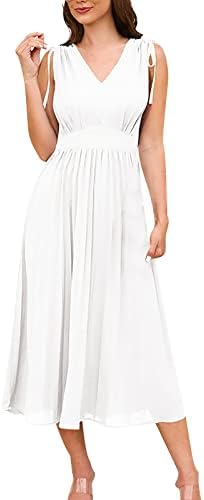 Дамски рокли Fragarn 2023, Дамско Пролетно-Лятно Секси Дълга Рокля с V-образно деколте и принтом на спагети презрамки