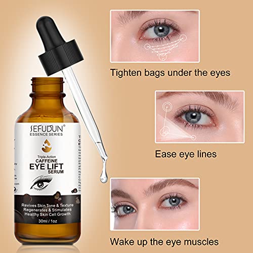 Серум за очи с кофеин - с EGCG, витамин С, хиалуронова киселина, Колаген, Серум за стягане на очите с кофеин - Намалява подпухналостта,