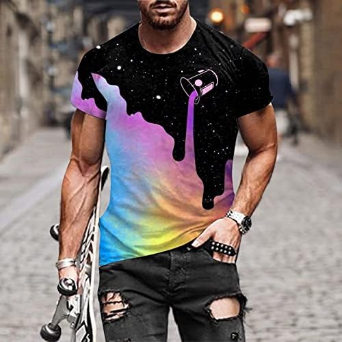 Забавни Тениски за мъже, Мъжки Тениски с 3D-графика, на Новост, Блузи с Цветен Блок за Момчета, Оборудвана Стилна Жилетка, Върхове