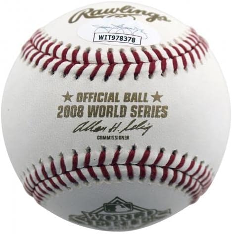 Филис Райън Хауърд Подписа 2008 WS Лого Oml Baseball JSA Свидетел - Бейзболни топки с Автографи