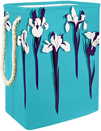Синя Количка за бельо с цветя на Ирис, Голяма Сгъваема Кошница за съхранение, Детска Стая, Органайзер за дома, за съхранение