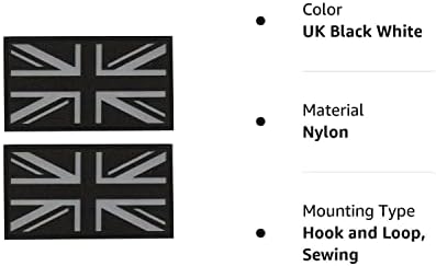 2 ЕЛЕМЕНТА AliPlus Великобритания Знаме на Обединеното Кралство Ивици IR Инфрачервени Светлоотразителни Ленти Лазерно Рязане Кръпка Кука и Контур (Черно-Бял) Великобр?