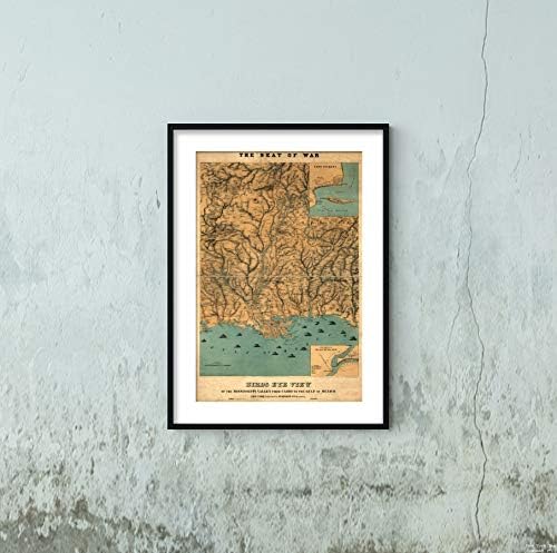 Карта 1861 г. | с Изглед към долината на Мисисипи от височината на птичи полет от Кайро до Мексиканския залив | C