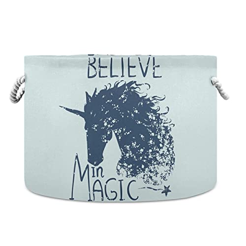 ALAZA Unicorn Believe in Magic Кошница за съхранение на Кошници с Подаръци Голяма Сгъваема Кошница за дрехи с дръжка, 20x20x14 инча