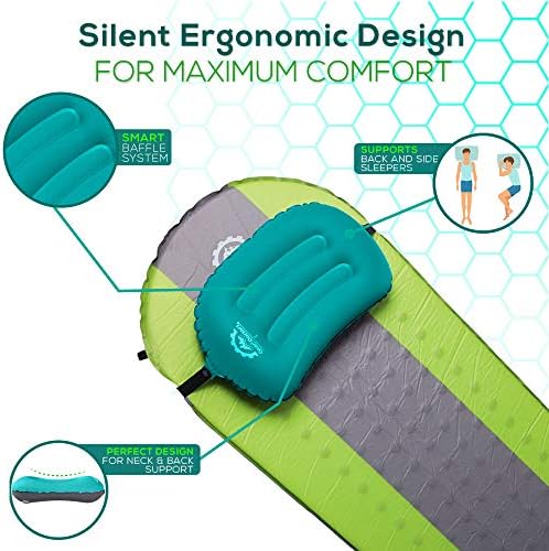 Устойчива на плъзгане сверхлегкая надуваема възглавница за къмпинг Gear Doctors -Ергономичен дизайн за максимална подкрепа