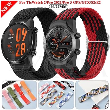 BKUANE Плетени Въжета За Ticwatch Pro 3 GPS 20-22 мм Смарт часовници Въжета За Ticwatch Pro 2020/GTX/E2/S2 Взаимозаменяеми Спортен