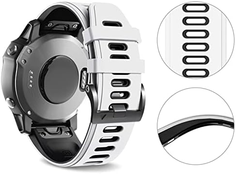 DJDLFA 26 мм 22 мм Силикон быстроразъемный каишка на китката, за да Garmin Fenix 7 6X 7X 6X Pro 5X3 3HR Easyfit Каишка за часовник Garmin Fenix 6 6 Pro (Цвят: бял, черен, размер: 22 мм за часа Fenix 6 Pro)