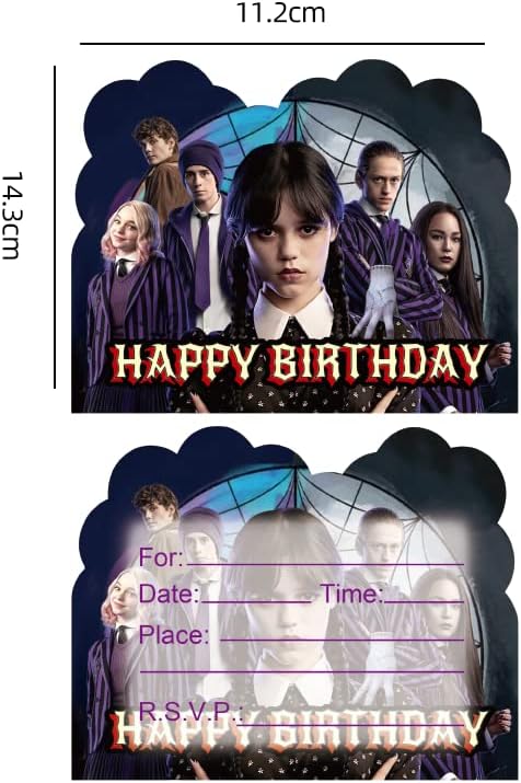 аксесоари за парти в чест на рождения ден на Wednesday Addams, 30 Безплатни Картички За Деца, Cartoony Дизайн на Покана В