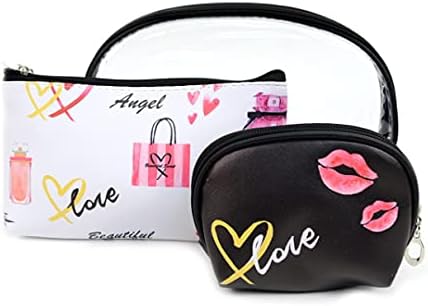 Nollia: Дамски Чанти за козметика и тоалетни принадлежности с шарките на Любовта е Набор от косметичек от 3 бр.