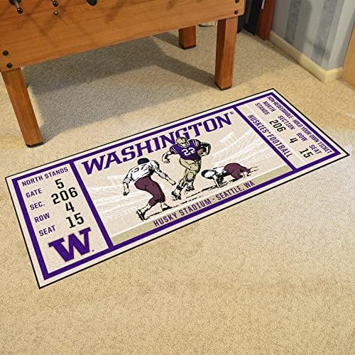 Подложка за бягане с дизайн на билета Вашингтон Хъски FANMATS 23152 - 30 инча х 72 инча. | Спортен Тампон за Феновете, Подложка