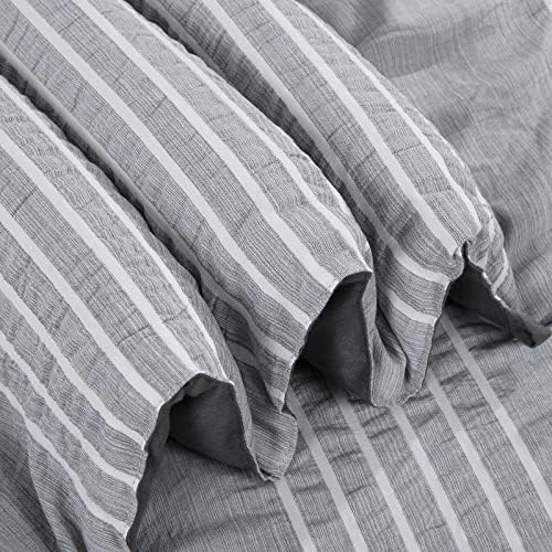 ДОМАШЕН Комплект одеяла голям размер King крепон на ивици 120x120, Текстурированное Стеганое Одеяло на Ивици за двойно легла,