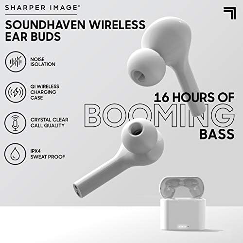 По-ясна снимка Безжични слушалки Soundhaven, Bluetooth 5.0 с безжично зареждане Qi, Слушалки и 4 микрофона време на възпроизвеждане,