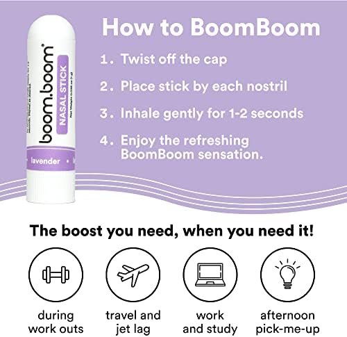 Ароматерапевтическая пръчка за носа (3 опаковки) от BoomBoom | Подобрява дишането + Засилва фокус | Пръчка за вдишване на Пара, Осигурява