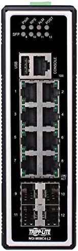 Индустриален 4-портов превключвател Gigabit Ethernet Трип Lite, 2 слота за SFP GbE, портове 10/100/1000 rj-45 Мегабита, температурен диапазон