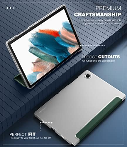 Тънък калъф TiMOVO за Galaxy Tab A8 10.5 Case 2022 SM-X200/SM-X205, Тънък Прозрачен Матиран Трикуспидалната Защитен калъф с твърд заден панел за Samsung Galaxy Tab A8, Тъмно зелен