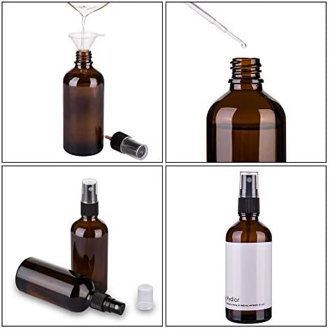 Шишета-опаковки Hydior от Тъмно стъкло за Етерични масла, 4 унция, Празни Малки Бутилки-опаковки за Малкия Мъгла, 2 опаковки