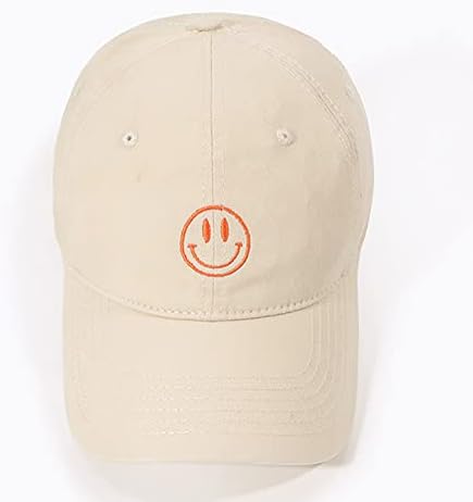 KIGRAD Унисекс бейзболна шапка на Мъжки Дамски Графична Усмихнато Лице Памучен Бродирана шапка За Татко нисък профил Регулируема Спортна шапка