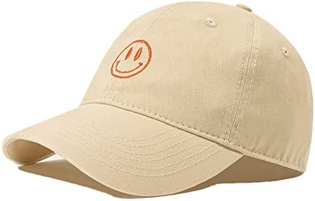 KIGRAD Унисекс бейзболна шапка на Мъжки Дамски Графична Усмихнато Лице Памучен Бродирана шапка За Татко нисък профил Регулируема