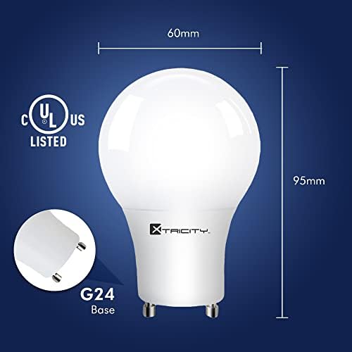 Plug-in Xtricity LED A19 GU24 с регулируема яркост, 10 W (еквивалент на 60 W) 120 В, 800 лумена, мек бял 3000 До посочен UL, сертифицирани RoHS, (18 бр.)