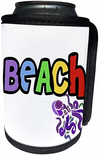 3. Начертайте Забавен и Сладък текст на Дъгата на плажа и лилаво октопод. - Опаковки за бутилки-охладители (cc_356361_1)