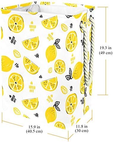 Inhomer Рисувани Ръчно Лимонов Модел 300D Оксфорд PVC, Водоустойчив Кошница За Дрехи, Голяма Кошница за Дрехи за Одеяла Дрехи