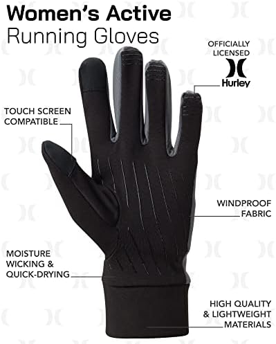 Дамски активни ръкавици Hurley - бързо съхнещи, Абсорбиращи влагата ръкавици за джогинг сензорен екран (S-XL)