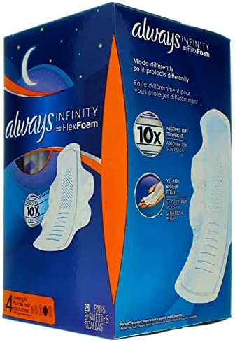 Подложки Always Infinity FlexFoam за жени, Размер 4, се Абсорбират през нощта, Без мирис, брой 26
