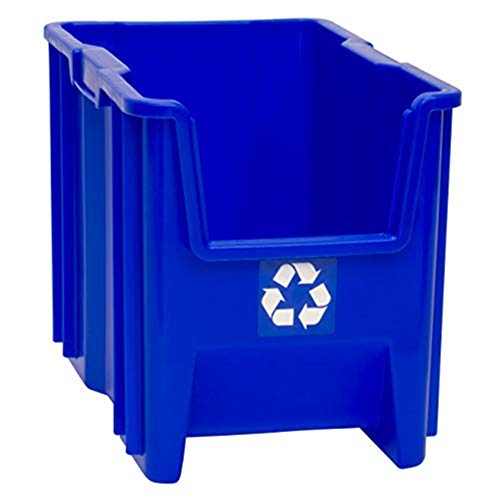 Контейнери READYSPACE Търговски Промишлени Тежки Штабелируемые С Отворена Предна част За рециклиране, 7 Литра, 4 опаковки, Синьо