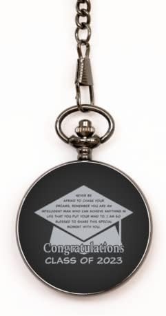 Абитуриентски подарък клас 2023 - Черен Джобен часовник - Бала подарък за Племенник, Син, Внук, Брат си