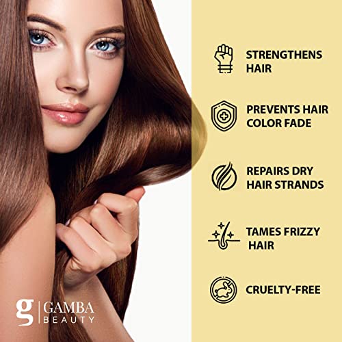 Gamba Beauty Keratin Hair Treatment Shampoo - Стягащ кератиновый шампоан - Кератиновое третиране на косата - Възстановява изтощена коса, успокоява къдрите, подхранване на Суха коса и п?