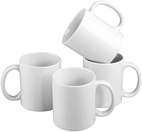 Кафеена Чаша AceElite, Комплект от 4 Керамични Чаши Кафе на тегло 12 Грама, Бяла чашата за Кафе С дръжка, Керамична Чаша, Могат да се Мият