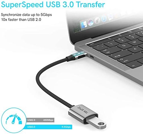 Адаптер Tek Styz USB-C USB 3.0 е обратно Съвместим с датчиците Dell XPS 15 (9550) OTG Type-C/PD USB 3.0 за мъже и жени. (5 gbps)